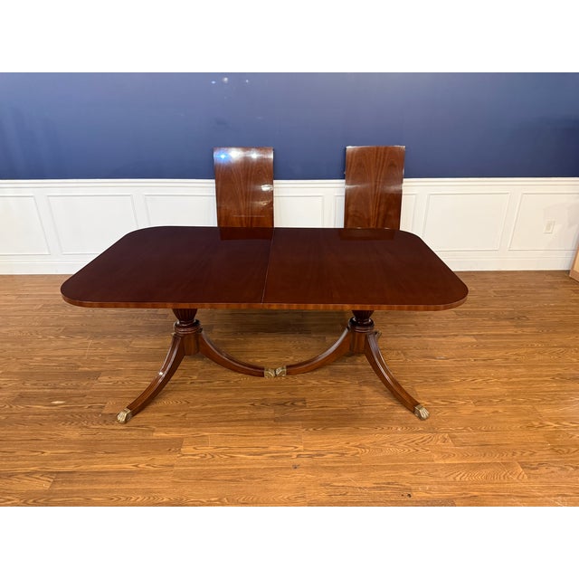 Traditional Georgian Style Mahogany Double Pedestal Dining Table by Leighton Hall - Showroom Sample For Sale - Image 15 of 16