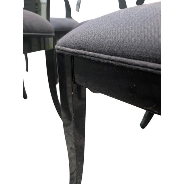 Black 1980s Pietro Costantini "Corfu" Black Lacquer Dining Chairs, Set of 6 For Sale - Image 8 of 17