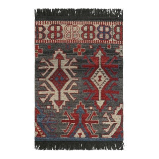 Rug & Kilim’s Caucasian Tribal Rug in Gray With Geometric Patterns For Sale