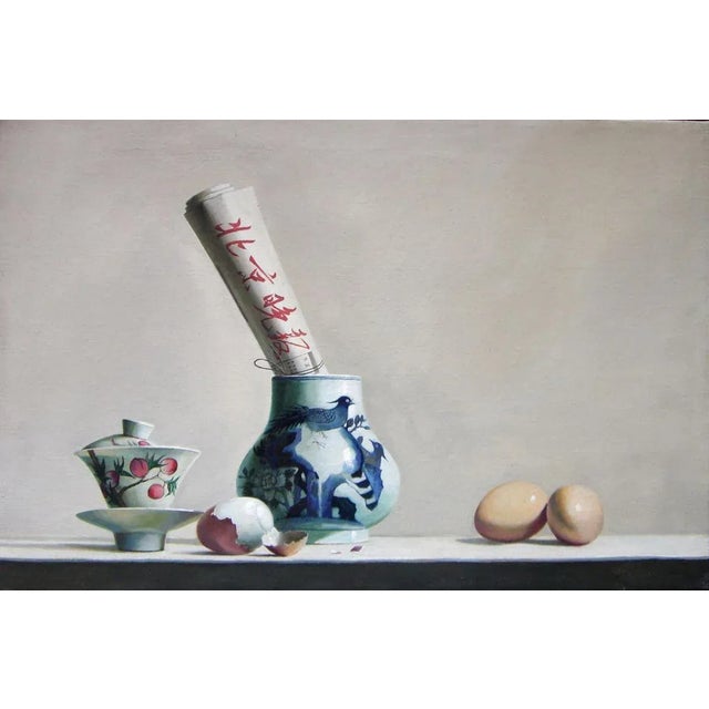 Breakfast is an original oil on canvas realized by the chinese painter Zhang Wei Guang (Mirror) in 2007. Excellent...