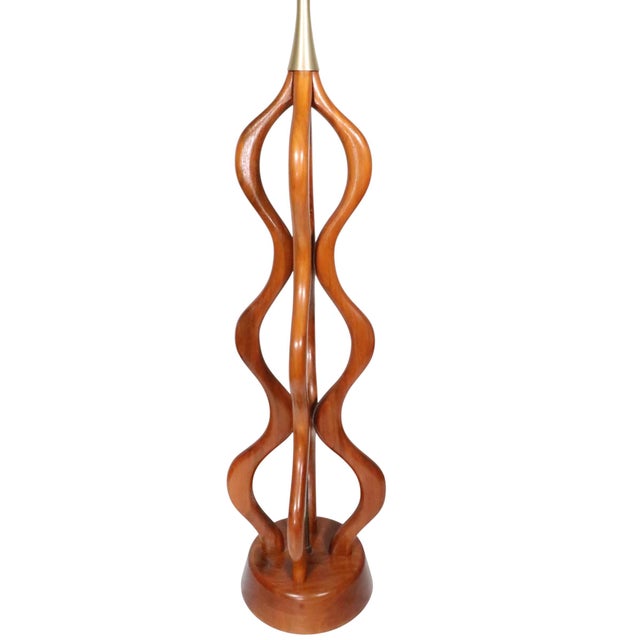 Mid 20th Century Sculptural Wood Mid Century Table Lamp by w.h. Woolums Att. To David Shreve For Sale - Image 10 of 10