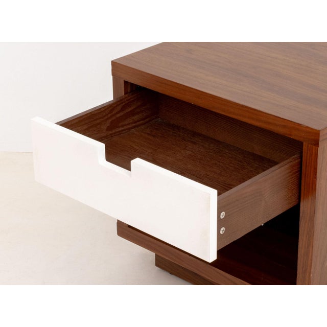 Pair of Gus Design Group Oak Bedside Tables For Sale - Image 9 of 10