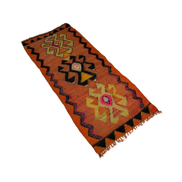 Textile Small Anatolian Turkish Kilim Rug For Sale - Image 7 of 11