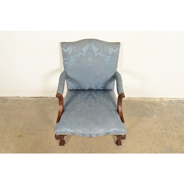 1990s Kittinger Chippendale Carved Mahogany Open Arm Library Chair For Sale - Image 5 of 18