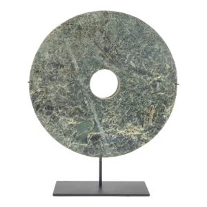 Chinese Circular Cut Jade Bi on Stand