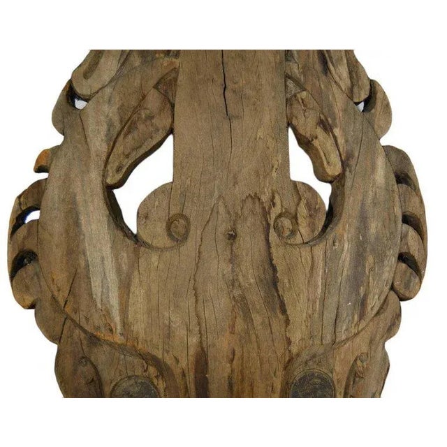 Tribal Antique Sumatra Hand-Carved Wood Batak Temple Mask From 20th Century For Sale - Image 3 of 6