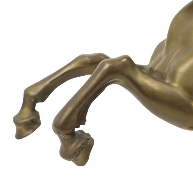 1950s Vintage Feng Shui Bronze Rearing Horse Statue, 1950s For Sale - Image 5 of 16