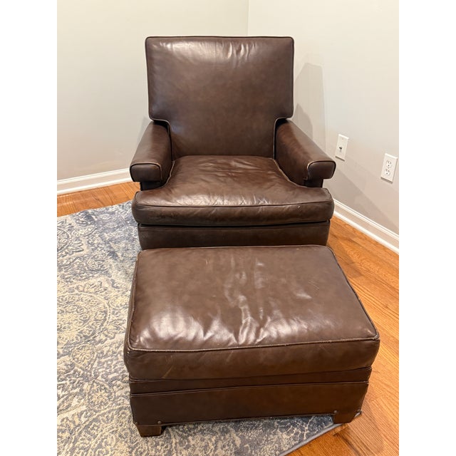 Chocolate Mid-Century Kittinger Leather "King of Ease" Recliner and Ottoman Set - 2 Pieces For Sale - Image 8 of 9