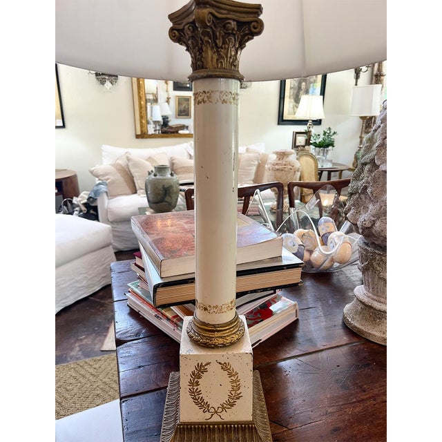 19th Century Pair of French Directoire Style Tole Table Lamps For Sale - Image 4 of 5
