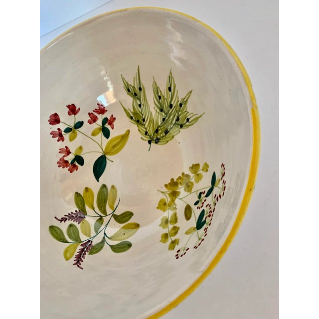 Vintage Italian Hand Painted Large Botanical Themed Ceramic Decorative Bowl For Sale - Image 10 of 12