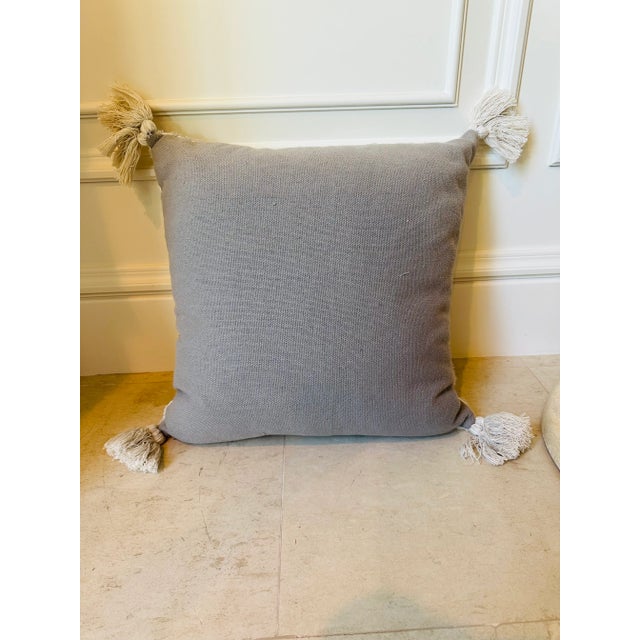 Off-white Textured Cotton and Brass Art Deco Pillow With Tassels For Sale - Image 8 of 12
