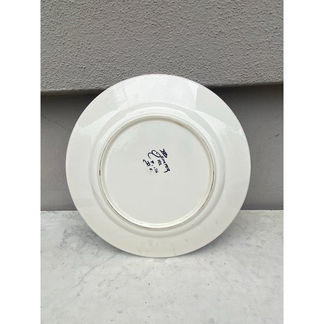 Henriot Quimper French Faience Floral Plate Henriot Quimper Circa 1950 For Sale - Image 4 of 4