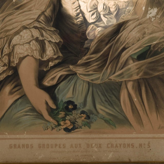 Victorian Framed Signed Louis Stanislas Marin-Levigne Lithograph and Print No. 5 For Sale - Image 3 of 9