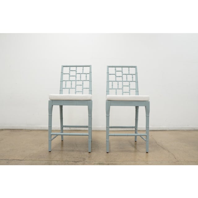 2020s Faux Bamboo Chippendale Bar Stools (Set of 4) For Sale - Image 5 of 18