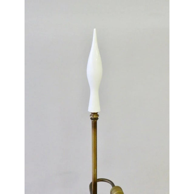1960s Tommi Parzinger Style White Lacquer with Brass Pull Rembrandt Table Lamps, Pair - A Pair For Sale - Image 5 of 13