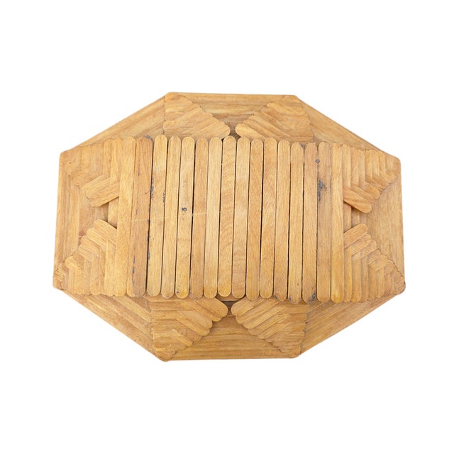 Brown Vintage Popsicle Stick Tramp Art Catchall Bowl For Sale - Image 8 of 8