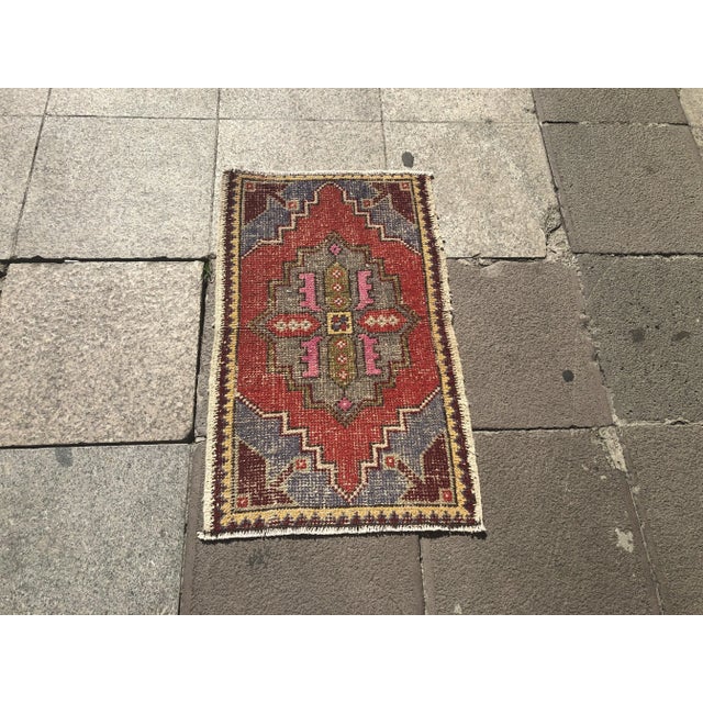 Vintage Handmade Tribal Rug- 1′7″ × 2′7″ For Sale - Image 6 of 6