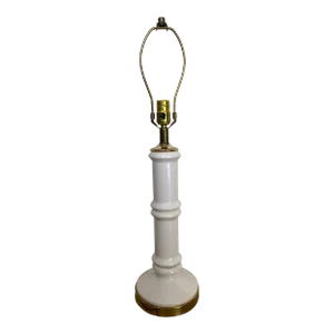 Contemporary Coastal Art Deco Bamboo Royal Haeger White and Gold Table Lamp