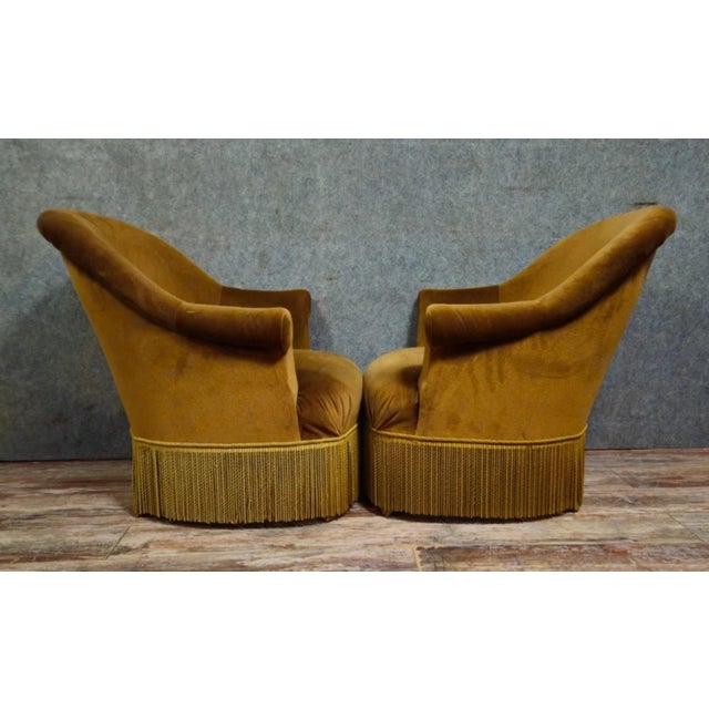 20th Century Velvet Toadstool Armchairs For Sale - Image 6 of 9