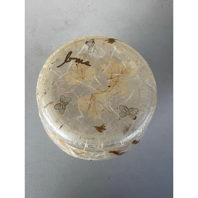 Tan Vintage Glass Vase With Overlay Dried Flowers Signed For Sale - Image 8 of 8