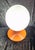 1970s Space Age Table Lamp with Orange Metal Base and Round White Glass Shade, 1970s For Sale - Image 5 of 8