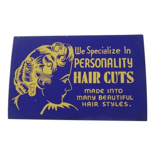 Vintage 40s Beauty Parlor Shop Sign For Sale