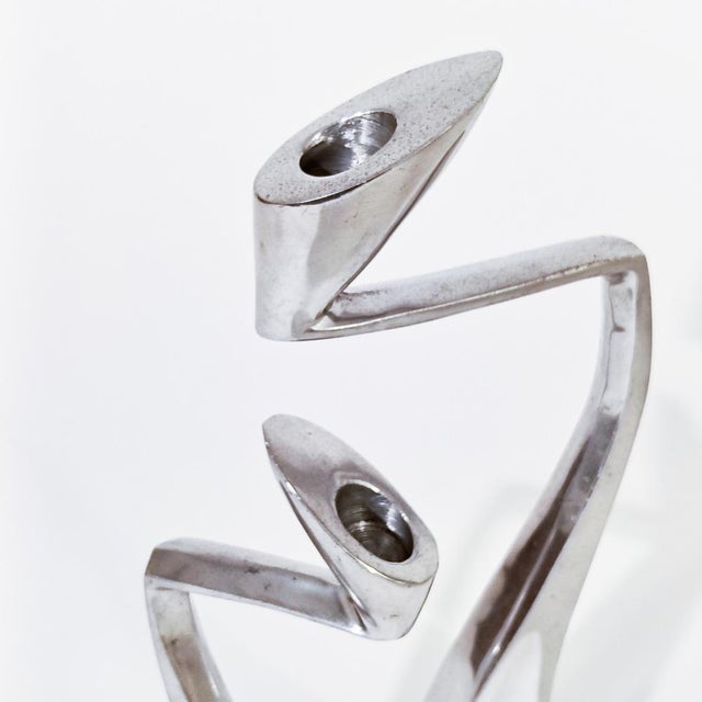 Silver Brutalist Candleholders by Matthew Hilton, 1980s, Set of 2 For Sale - Image 8 of 13