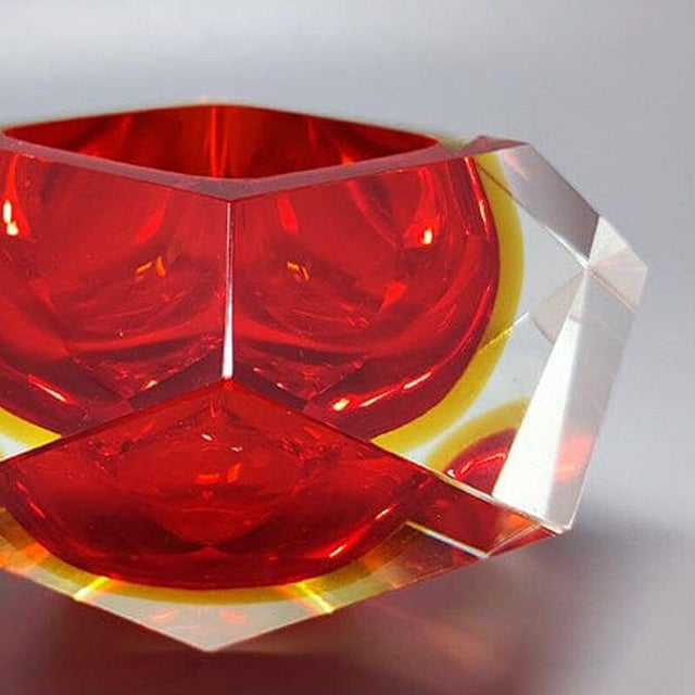 Vintage Red and Yellow Ashtray by Flavio Poli for Seguso, 1960s For Sale - Image 6 of 7