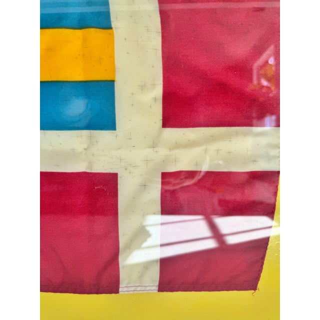 Vintage Nautical Signal Flag Burgee – Bahamas Courtesy — Framed Maritime Textile Art For Sale In Charleston - Image 6 of 10