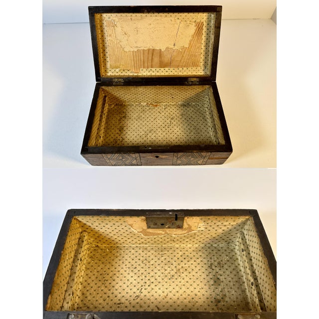 Brown Antique Tunbridge Marquetry Inlaid Trinket Box For Sale - Image 8 of 10
