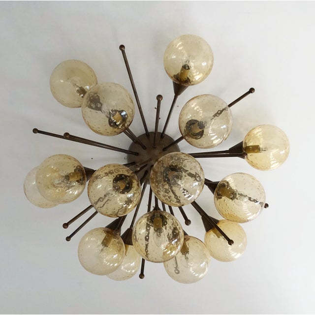 Fabio Ltd 21st Century Mezzo Bronze Amber Bubbles Murano Flush Mount by Fabio LTD For Sale - Image 4 of 9