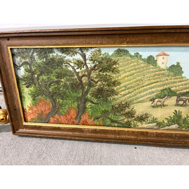 French Decorative Wrought Iron Hanging Sign With a Modern Painting, 19th Century For Sale - Image 10 of 10
