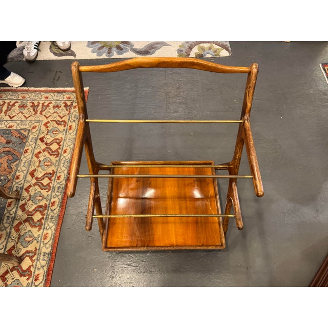 1950s Ico Parisi Inspired Walnut Bar Cart For Sale In Boston - Image 6 of 8