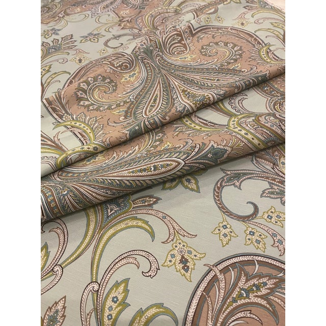 Brunschwig & Fils Brunchwig & Fils Balvenie Paisley Fabric in Aqua & Taupe - 6+ Yards For Sale - Image 4 of 6
