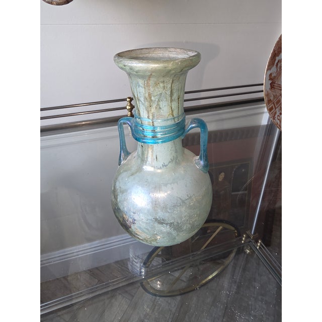 Blue Early 20th C Scavo Cenedese Roman Style Glass Vessel For Sale - Image 8 of 9