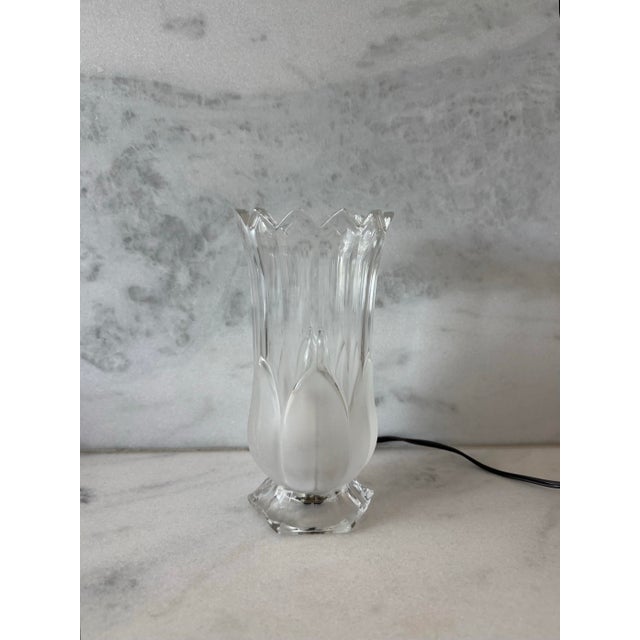 Vintage Crystal Tulip Torchiere Style Table Lamp For Sale - Image 4 of 8