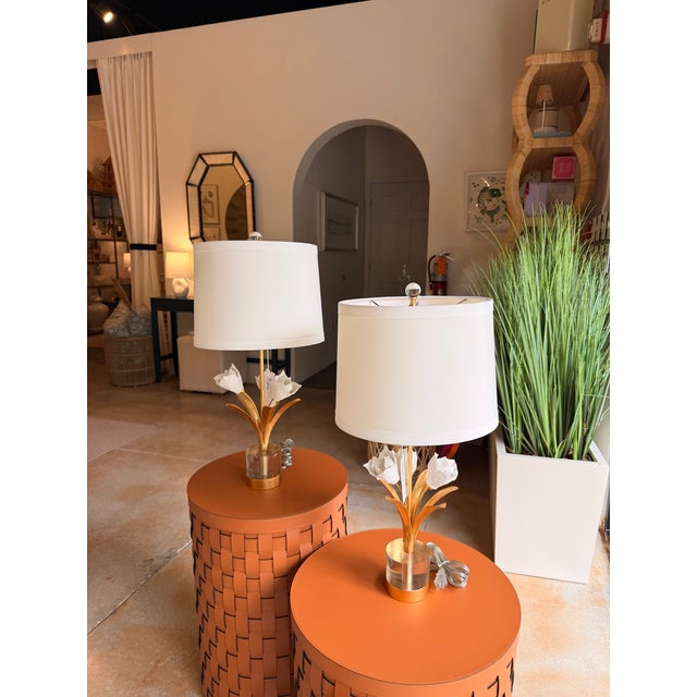 Chelsea House Inc Chealsea House Gold & White Flower Table Lamp For Sale - Image 4 of 6