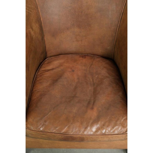 Vintage Sheepskin Club Armchair in Light Cognac For Sale - Image 6 of 13