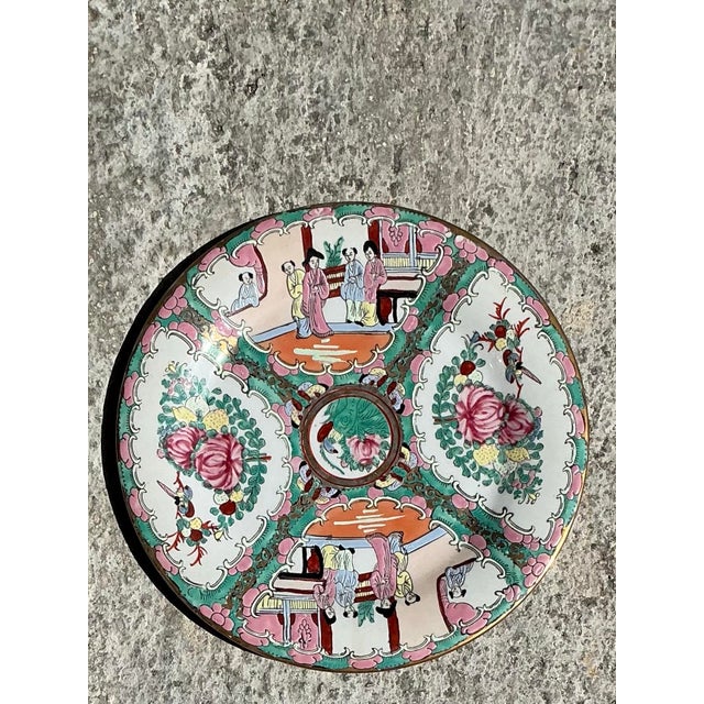 Vintage Asian Rose Famile Dinner Plates - Set of 8 For Sale In West Palm - Image 6 of 8