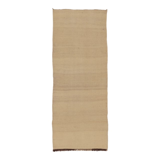 Rug & Kilim's Contemporary Minimalist Rez Kilim Runner in Soft Beige Hues For Sale