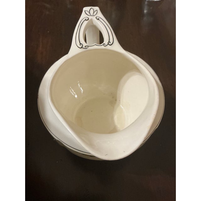 Ivory Antique w.h. Grindley & Co. “Chelsea Ivory” English Ironstone Gravy Boat & Underplate For Sale - Image 8 of 12
