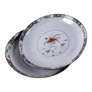 Chinese Kangxi Period Porcelain Famille Vert Low Bowls - A Pair