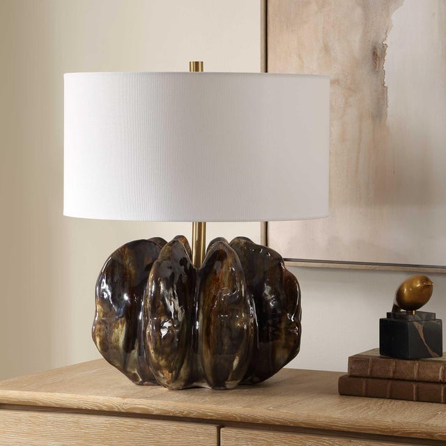 Contemporary Jaudon Brown Glass Table Lamp For Sale - Image 3 of 7