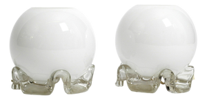 White and Transparent Glass Table Lamps from Limburg, 1960s, Set of 2
