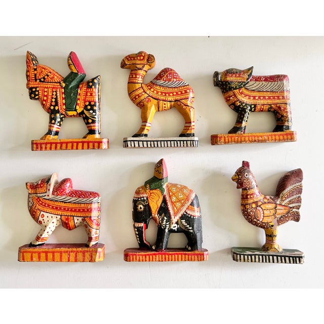 Antique Indian Hand-Painted Folk Art Animal Procession Figures, Set of 11 For Sale In Louisville - Image 6 of 12