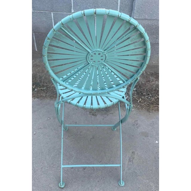 1930s Mid-Century Modern Francois Carr Attributed Powder Blue Starburst Patio Bistro Set - 3 Pieces For Sale - Image 5 of 7