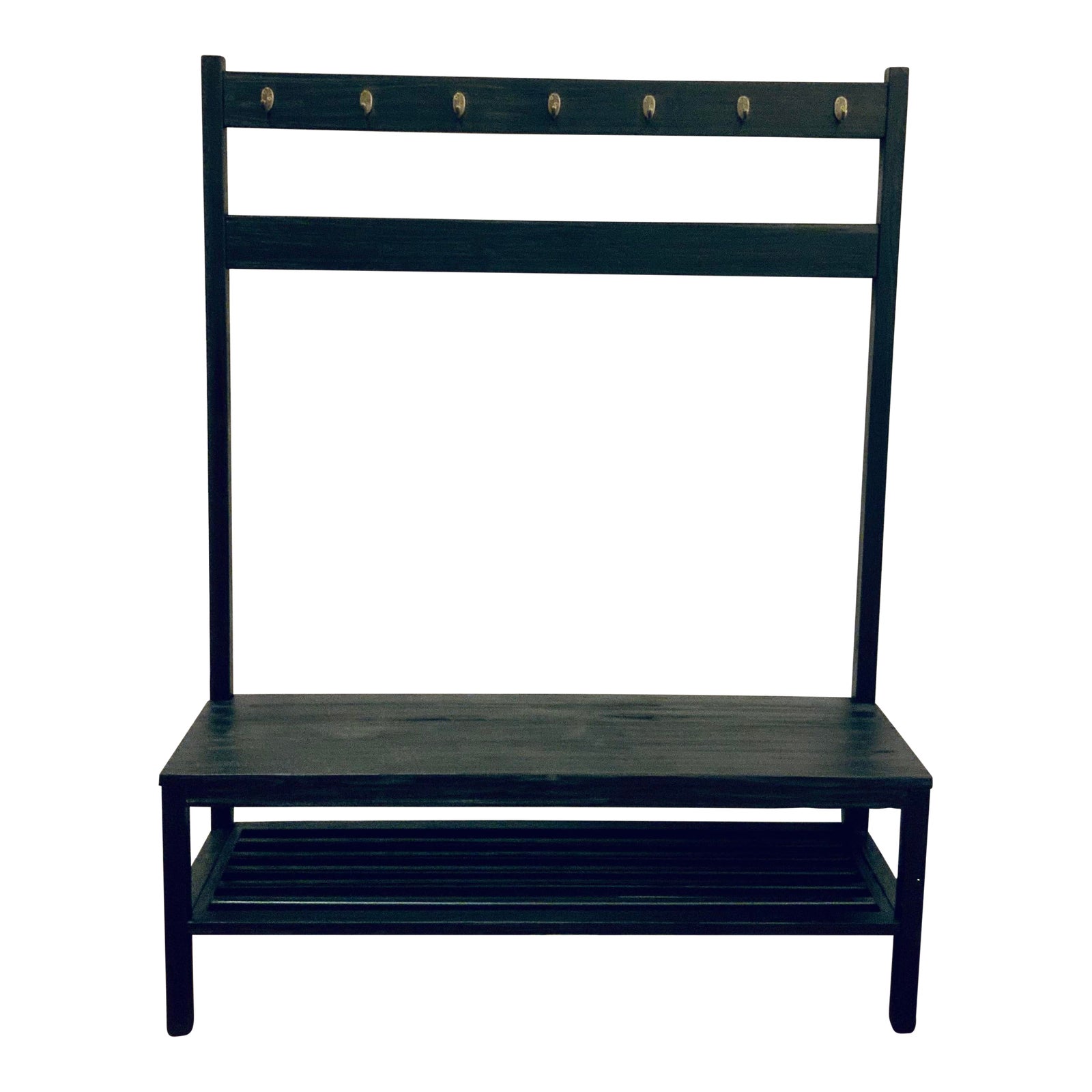 Modern Ebony Finished Reclaimed Wood Coat Rack Bench Chairish