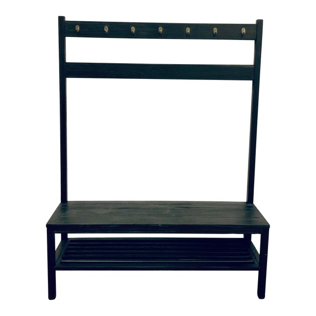 Modern Ebony Finished Reclaimed Wood Coat Rack Bench Chairish