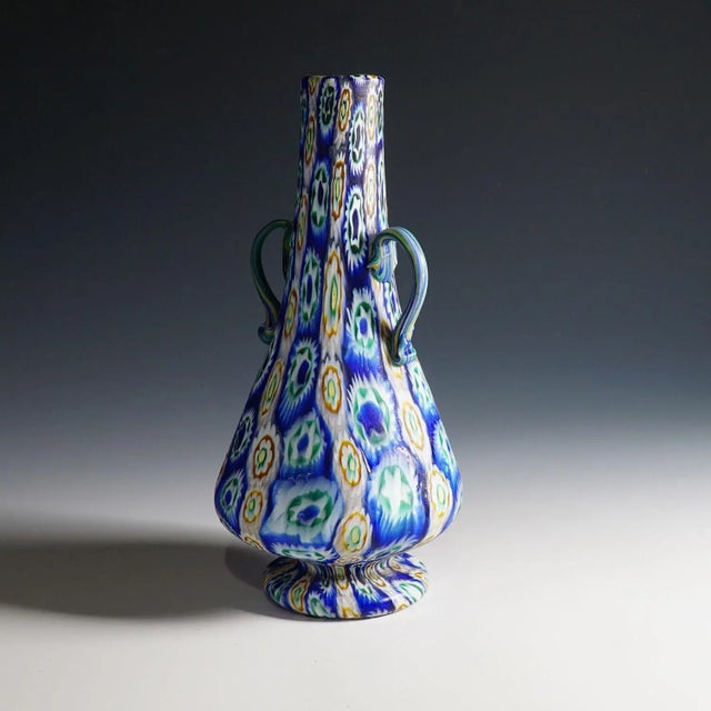 Mid-Century Modern Vetreria Fratelli Toso Millefiori Murrine Vase, Murano Early 20th Century For Sale - Image 3 of 7