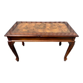 Hardwood Leather Map Vintage Writing Desk For Sale